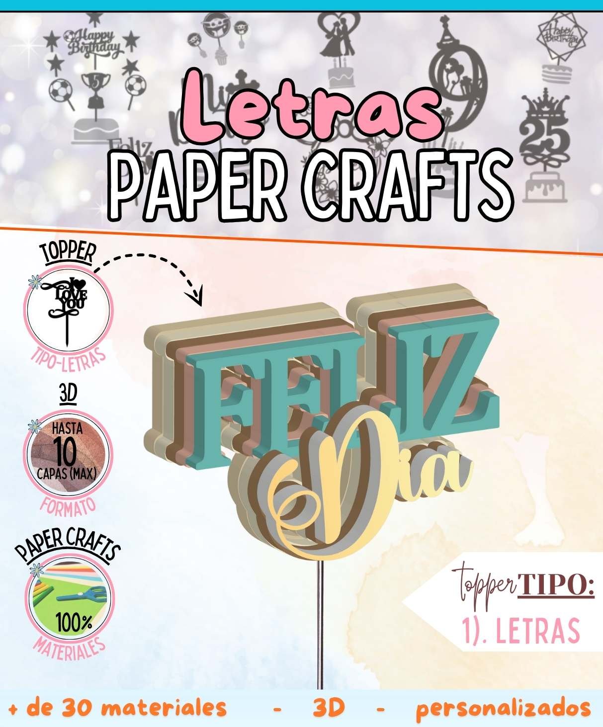 topper 3d letras