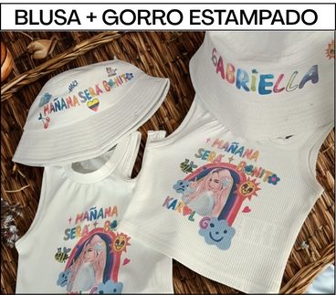 blusa + gorro estampado
