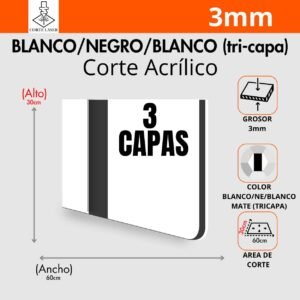 Colores Blanco/Negro/Blanco (tri-capa) (60x30cm)