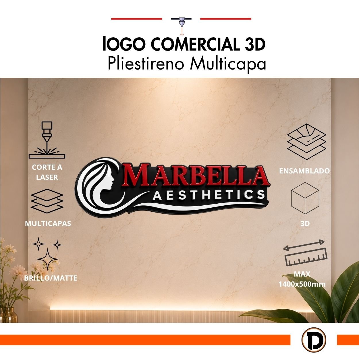 Logo Comercial 3D (140x50cm) - Imagen 2