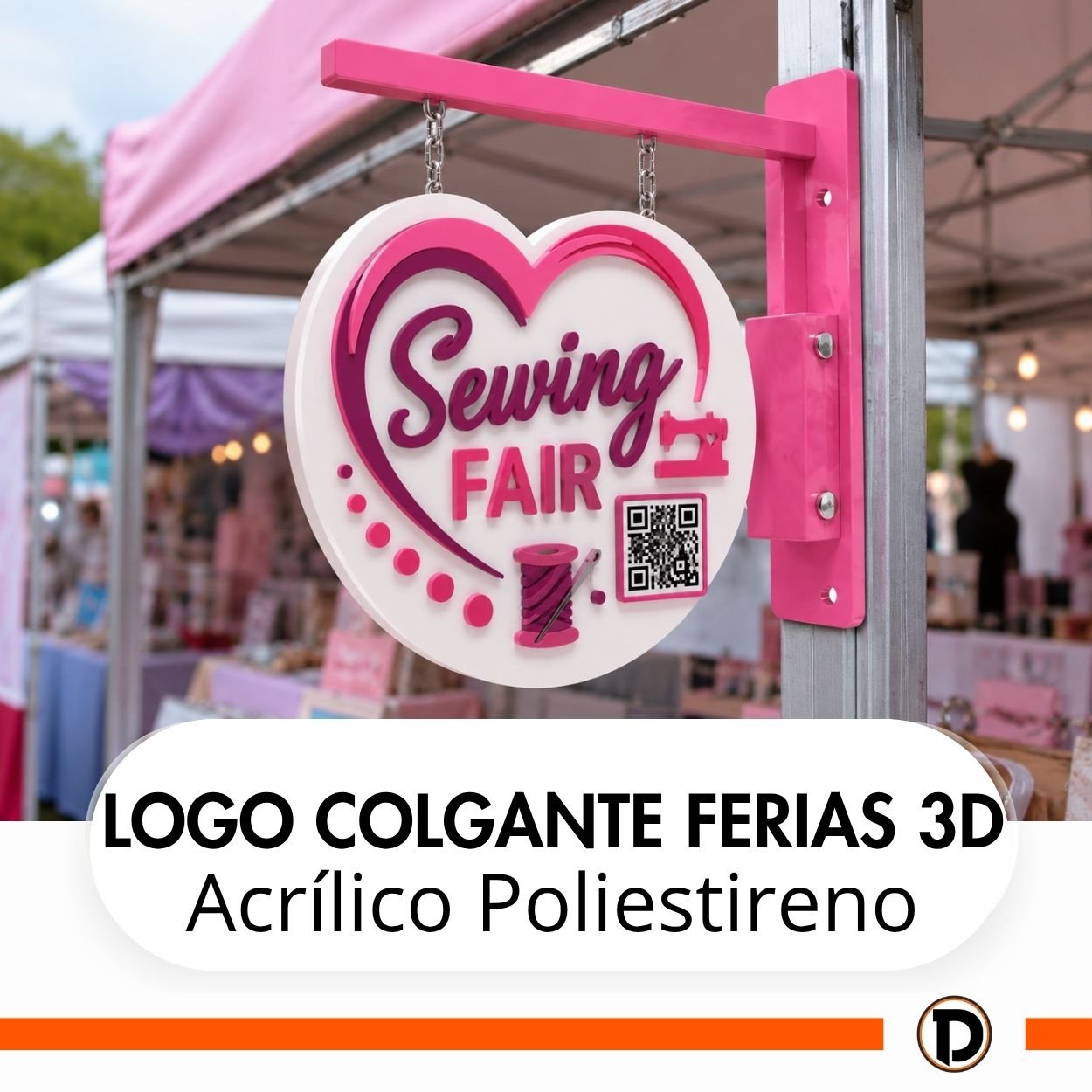 Logo Colgante ferias 3D (55x55cm)