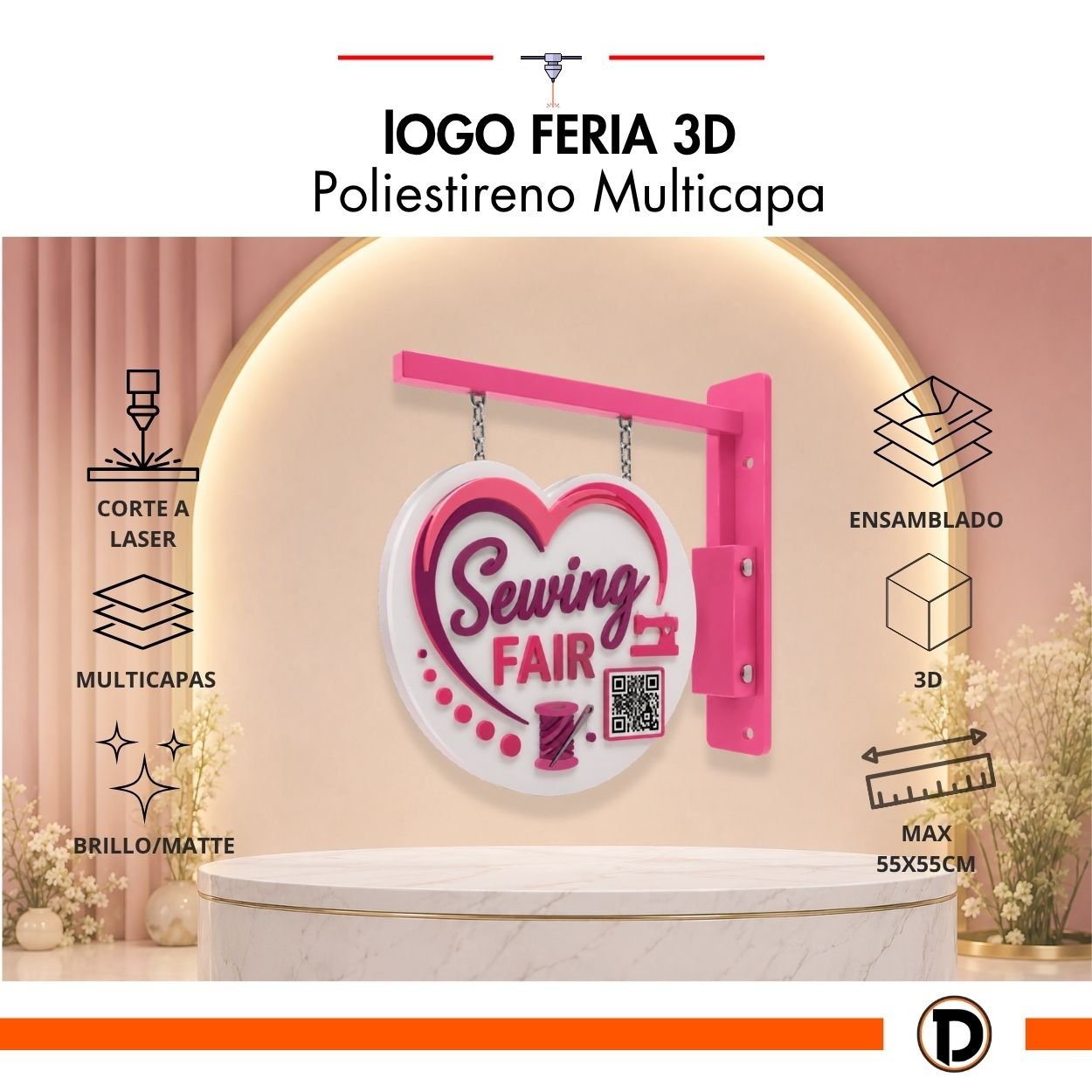 Logo Colgante ferias 3D (55x55cm) - Imagen 2