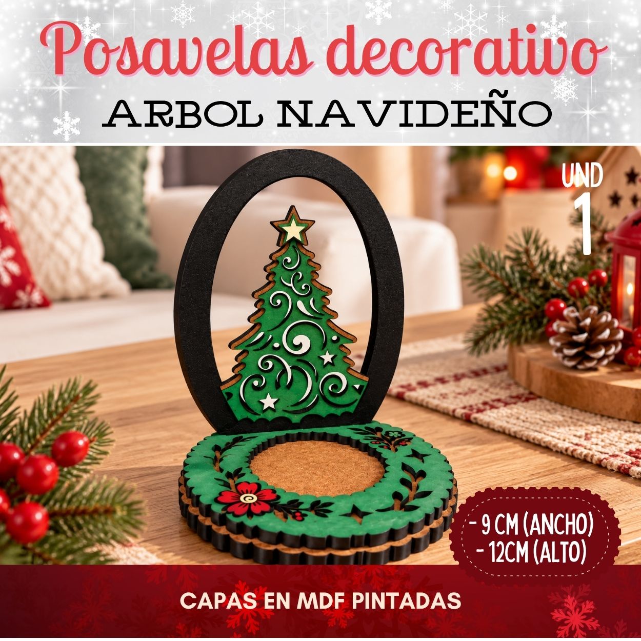 posavelas decorativo arbol navideño