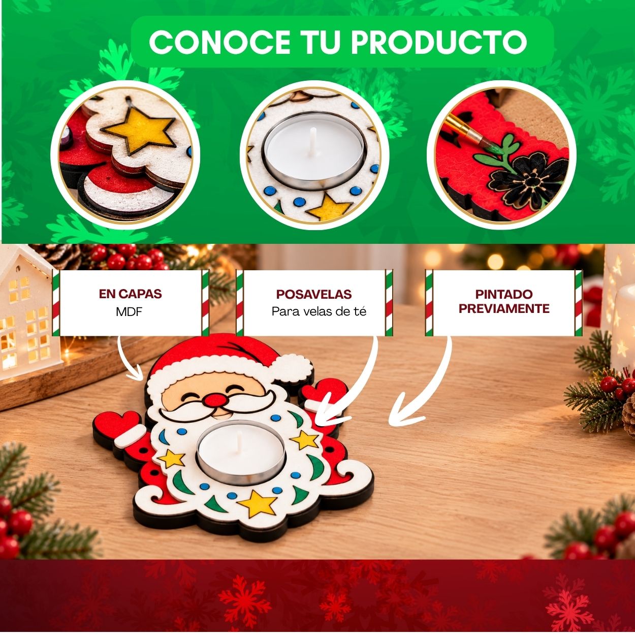 Posavelas Decorativo Lumi Papa Noel - Imagen 4