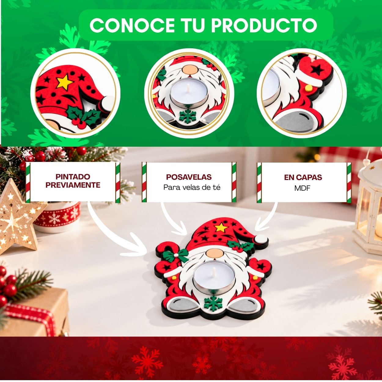 Posavelas Decorativo Lumi Gnomos - Imagen 4