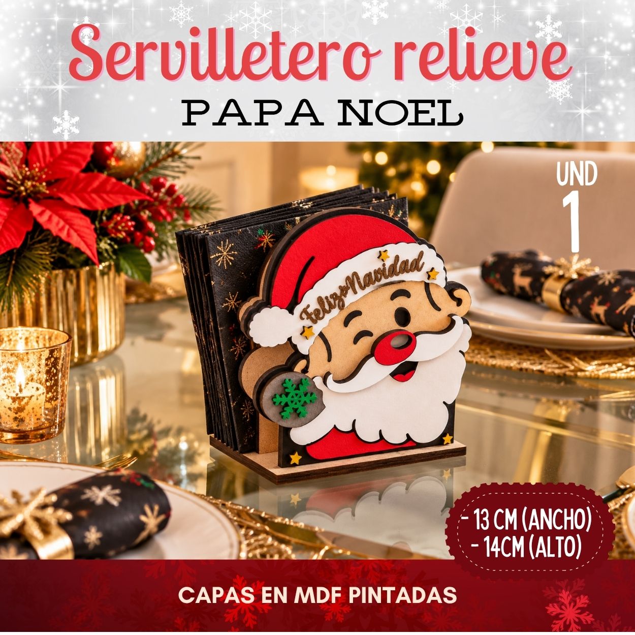 Servilletero relieve papa noel