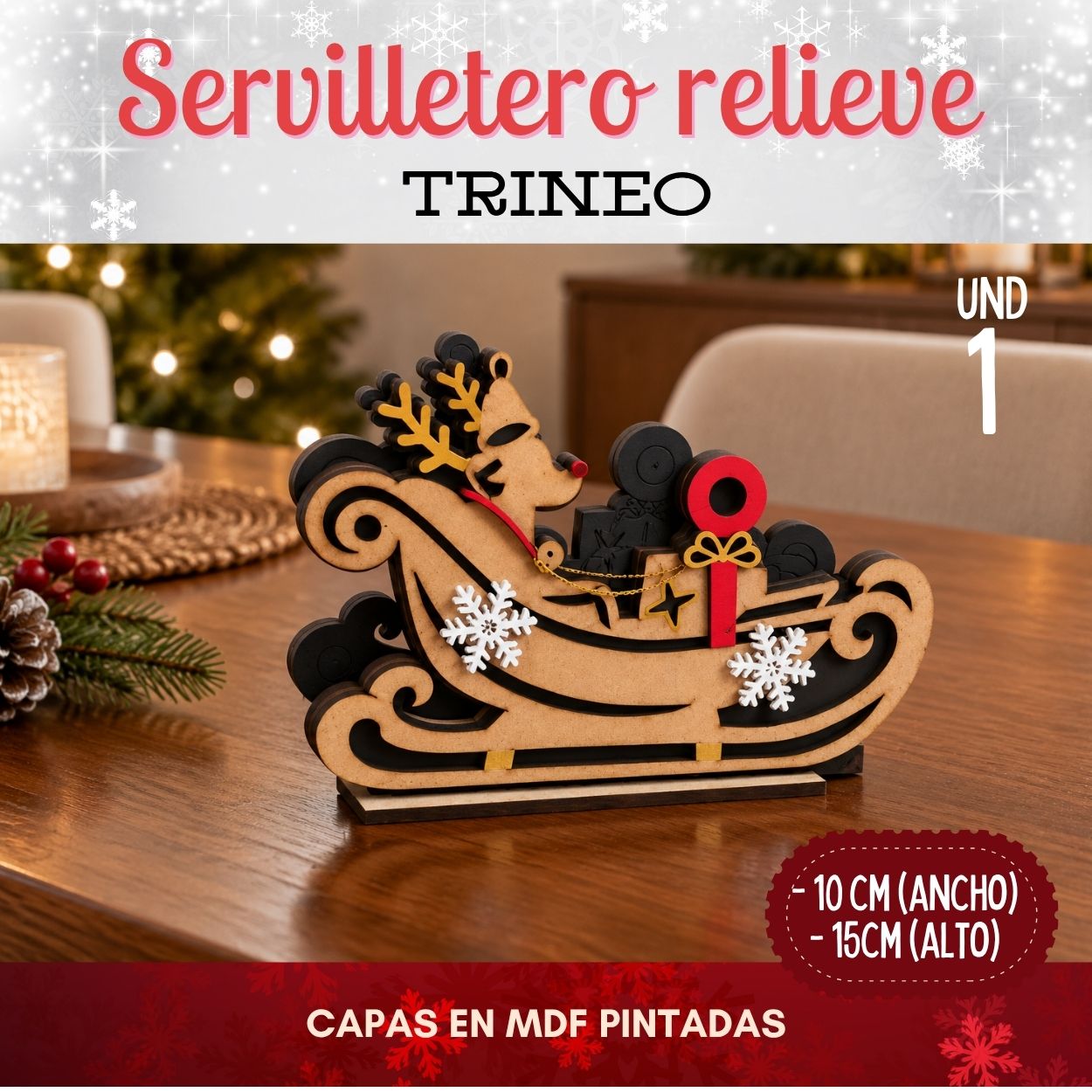 Servilletero relieve Trineo
