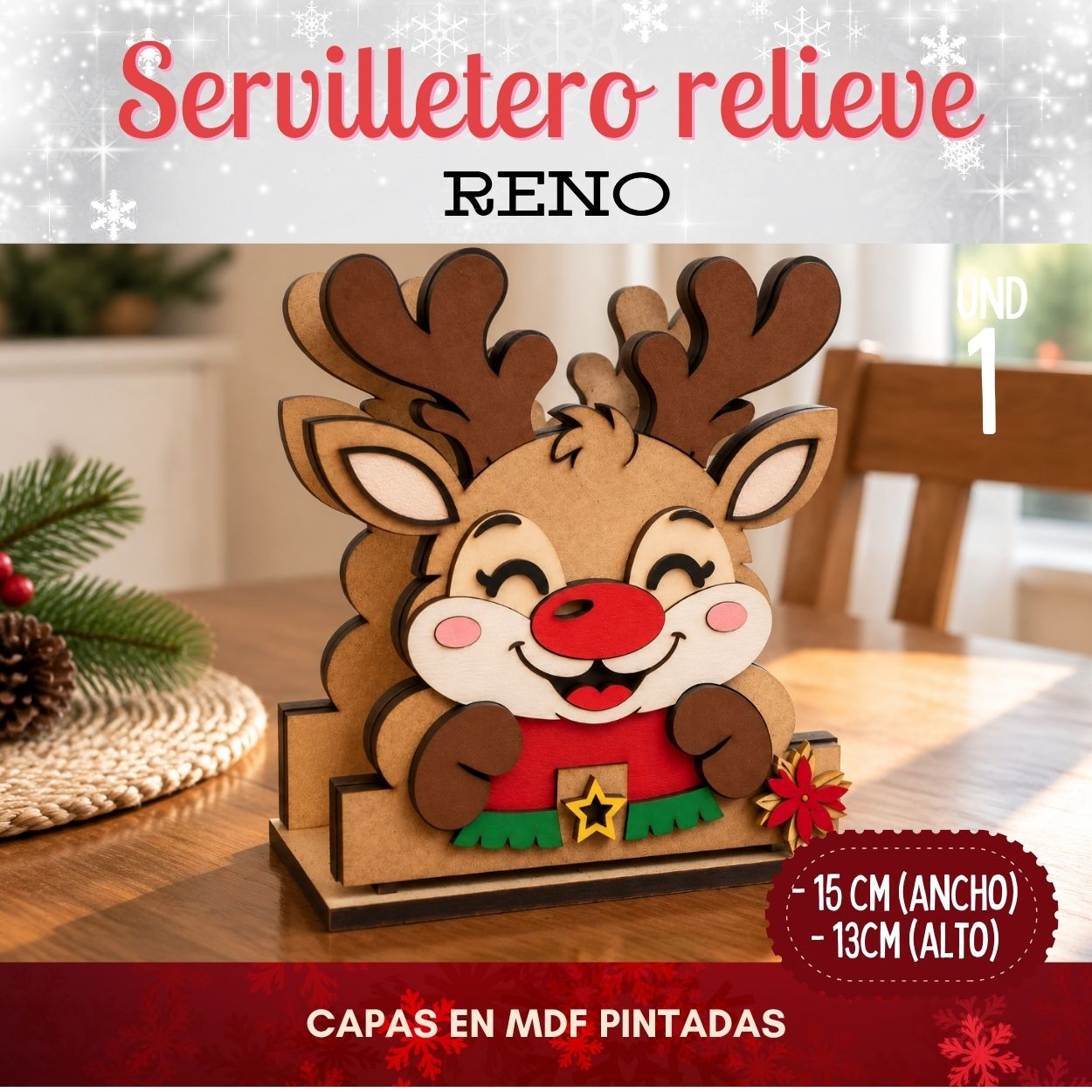 Servilletero Relieve Reno